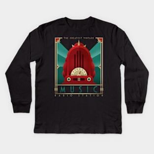 Vintage Music #TPArtDecoContest Kids Long Sleeve T-Shirt